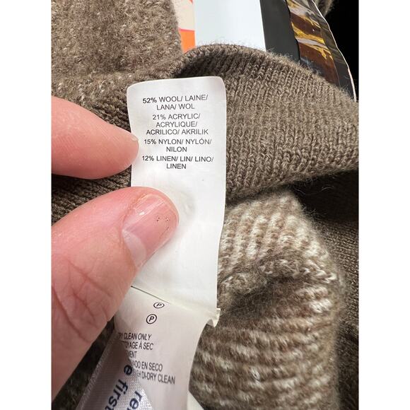 Lucky Brand Green Wool Blend Sweater - V Neck Cowl Neck - Picture 4 of 10